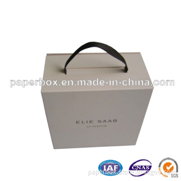 Foldable Paper Gift Box with Hard Ribbon Handle (FXS-038)